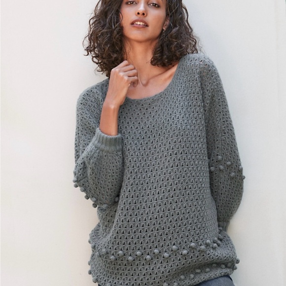 Garnet Hill Sweaters - Garnet Hill Cashmere sweater Bobble-knit Grey XL cottagecore